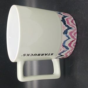 Starbucks 2017 Mint Green Mug or Cup With Pink & Blue Zig Zag  Accents 12 Ounces